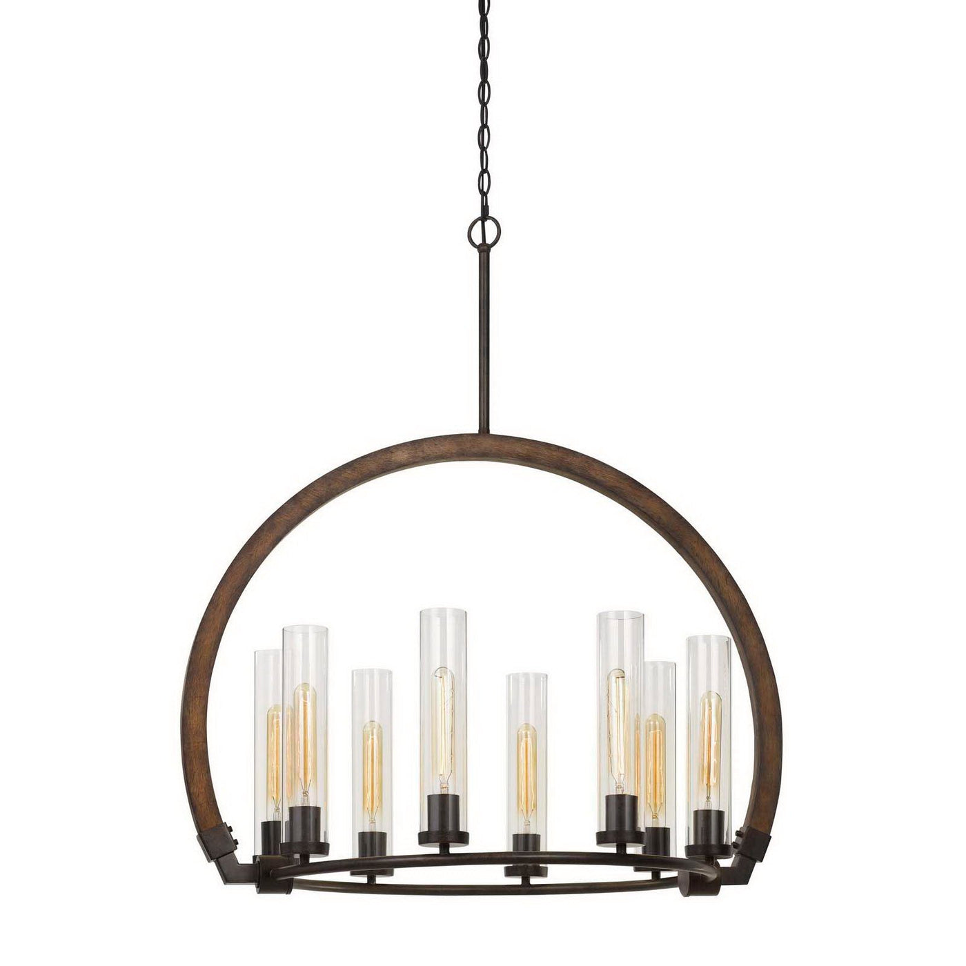 Antique Hardware 60W X 8 SULMONA WOOD/METAL CHANDELIER WITH GLASS SHADE (EDISON BULBS NOT INCLUDED) Chandelier