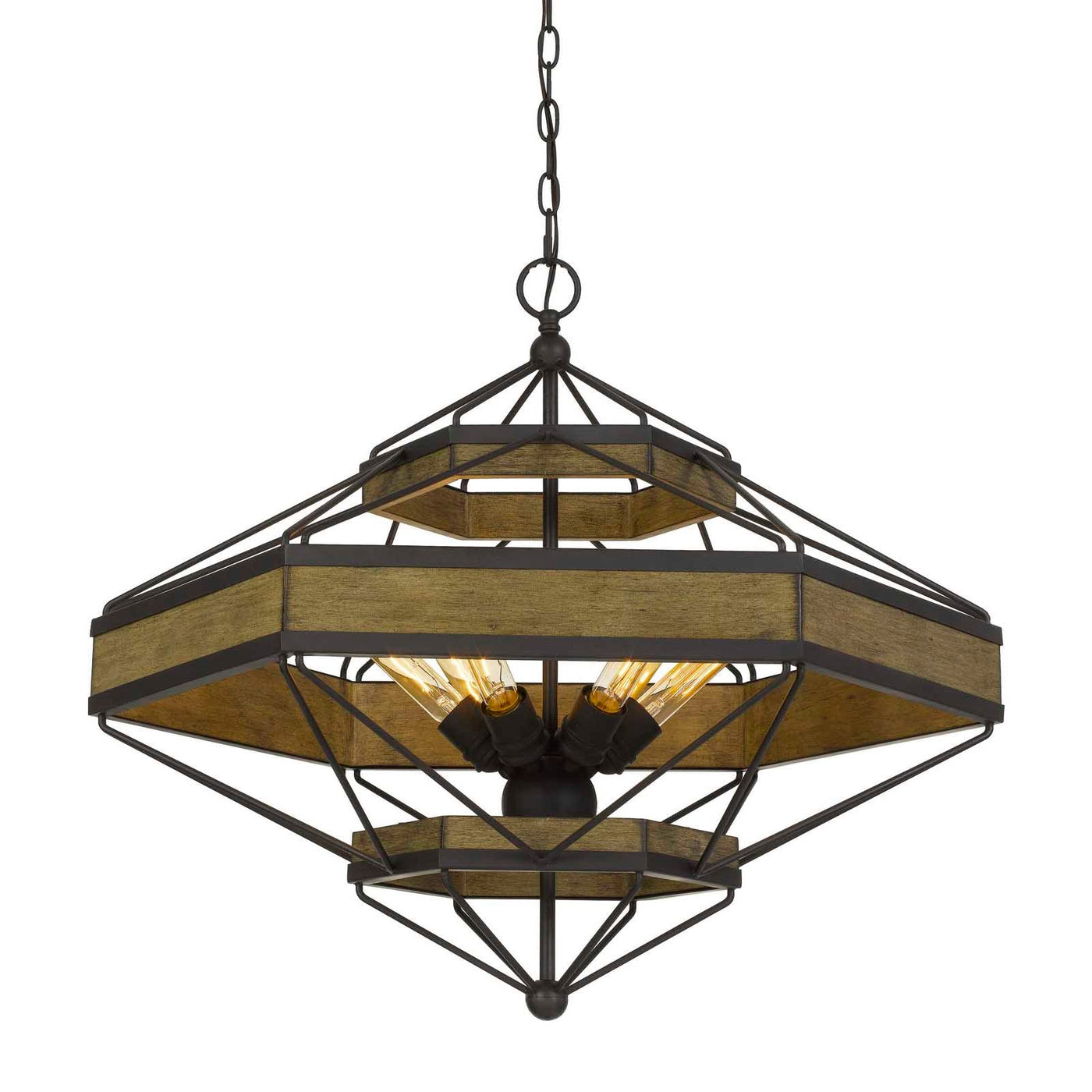 Antique Hardware ALICANTE 60W X 6 PINE WOOD/METAL CHANDELIER  (EDISON BULBS NOT INCLUDED) Chandelier