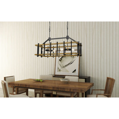 Antique Hardware BRUCK 60W X 6 METAL/PINE WOOD ISLAND CHANDELIER  (EDISON BULBS NOT INCLUDED) Chandelier