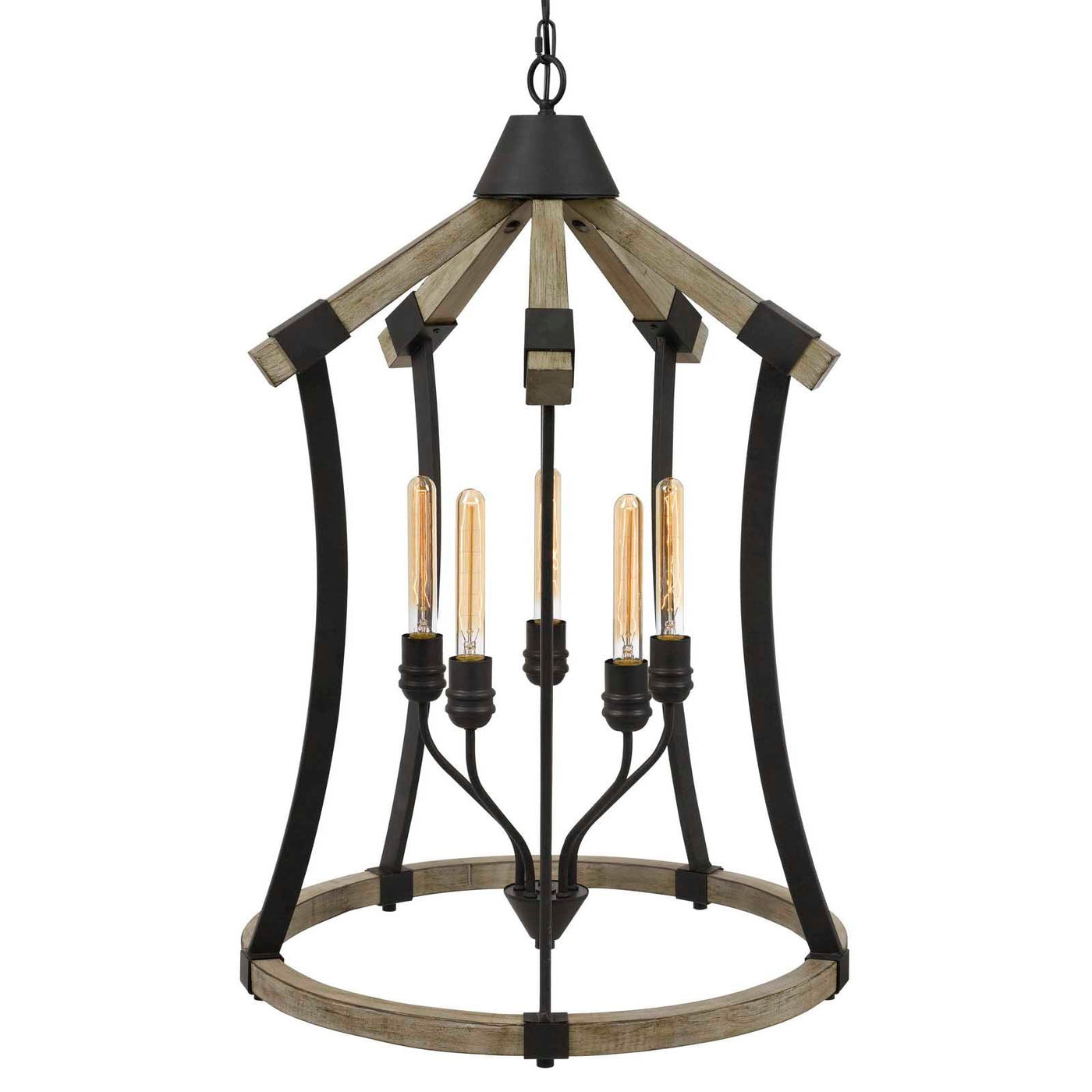 Antique Hardware DALI 60W X 5 METAL/PINE WOOD CHANDELIER  (EDISON BULBS NOT INCLUDED) Chandelier