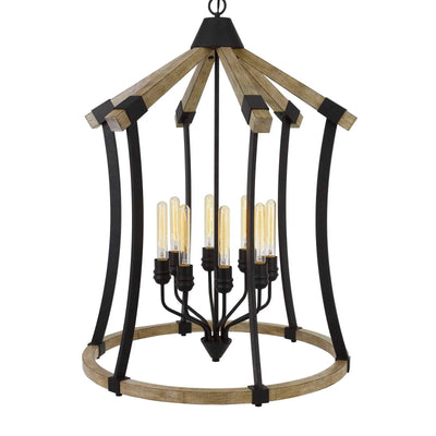 Antique Hardware DALI 60W X 8 METAL/PINE WOOD CHANDELIER  (EDISON BULBS NOT INCLUDED) Chandelier