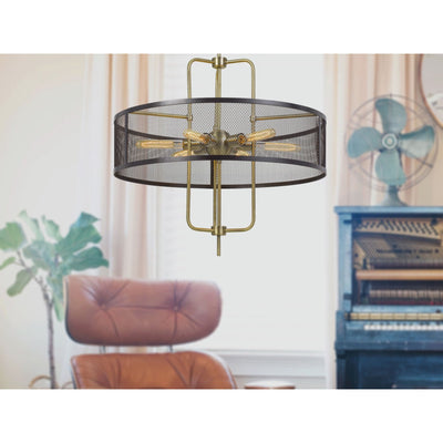 Antique Hardware 60W X 6 LEIDEN METAL CHANDELIER WITH MESH SHADE (EDISON BULBS ARE NOT INCLUDED) Chandelier