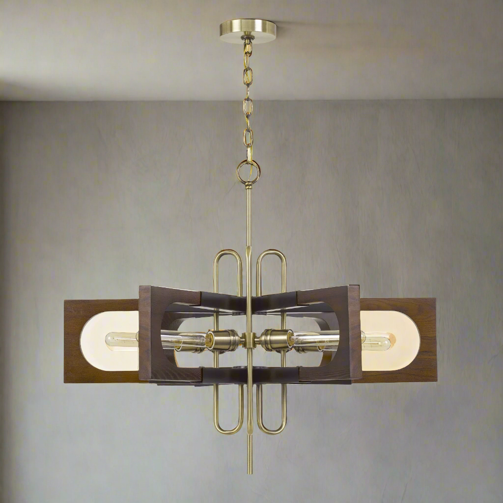 Antique Hardware 60W X 6 SNEEK METAL/WOOD CHANDELIER (EDISON BULBS ARE NOT INCLUDED) Chandelier