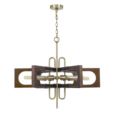 Antique Hardware 60W X 6 SNEEK METAL/WOOD CHANDELIER (EDISON BULBS ARE NOT INCLUDED) Chandelier