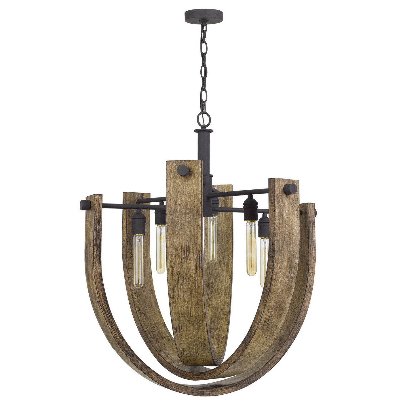 Antique Hardware 60W X 6 PADOVA METAL/WOOD CHANDELIER (EDISON BULBS ARE NOT INCLUDED) Chandelier