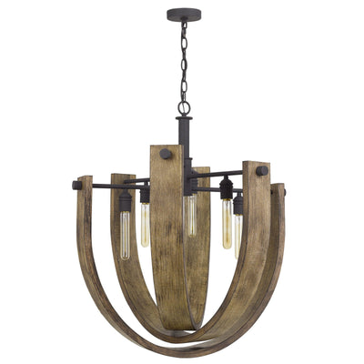 Antique Hardware 60W X 6 PADOVA METAL/WOOD CHANDELIER (EDISON BULBS ARE NOT INCLUDED) Chandelier