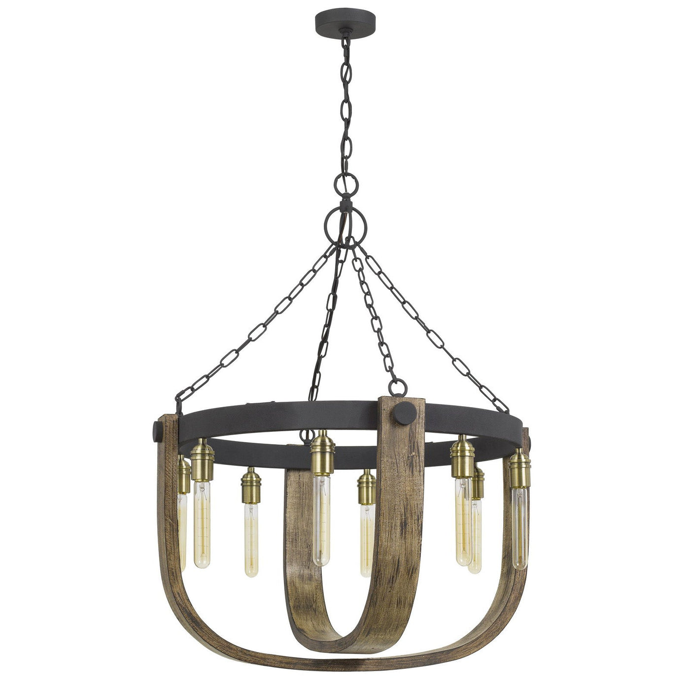 Antique Hardware 60W X 8 APULIA METAL/WOOD CHANDELIER (EDISON BULBS ARE NOT INCLUDED) Chandelier