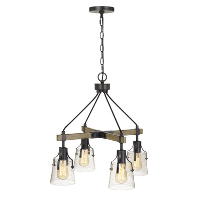 Antique Hardware 60W X 4 AOSTA METAL CHANDELIER WITH BUBBLED GLASS SHADES (EDISON BULBS ARE NOT INCLUDED) Chandelier