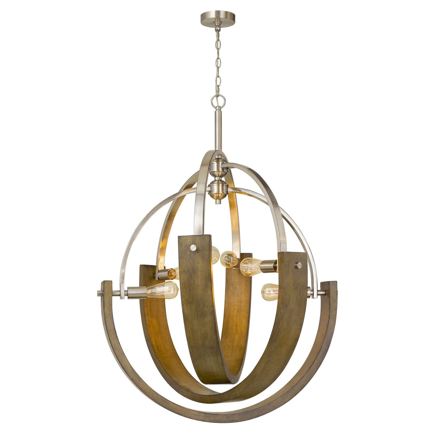 Antique Hardware 60W X 6 RAUMA METAL/WOOD CHANDELIER (EDISON BULBS ARE NOT INCLUDED) Chandelier