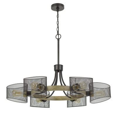 Antique Hardware 60W X 6 DRONTEN METAL/WOOD CHANDELIER WITH MESH SHADES (EDISON BULBS ARE NOT INCLUDED) Chandelier