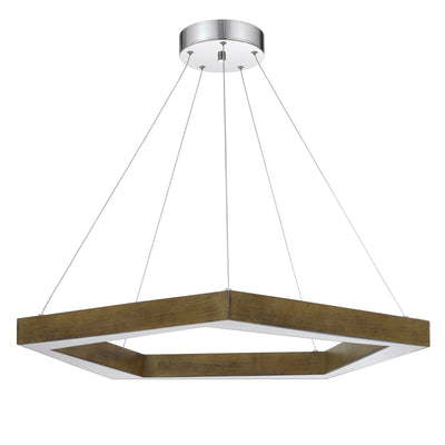 ##Antique Hardware## METZ DIMMABLE INTEGRATED LED POLYGON PINE WOOD PENDANT FIXTURE. 38W, 3000 LUMEN, 3000K