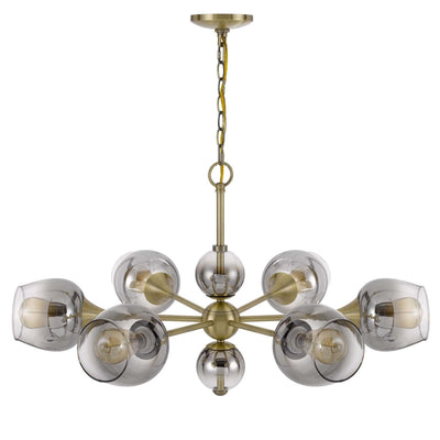 Antique Hardware 60W X 6 PENDLETON METAL CHANDELIER WITH ELECTORAL PLATED SMOKED GLASS SHADES Chandelier