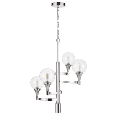 Antique Hardware 15W X 4 MILBANK METAL CHANDELIER WITH A 3K GU10 LED 6W DOWNLIGHT (ONLY DOWN LIGHT GU10 BULB INCLUDED) CLEAR ROUND GLASS SHADES Chandelier