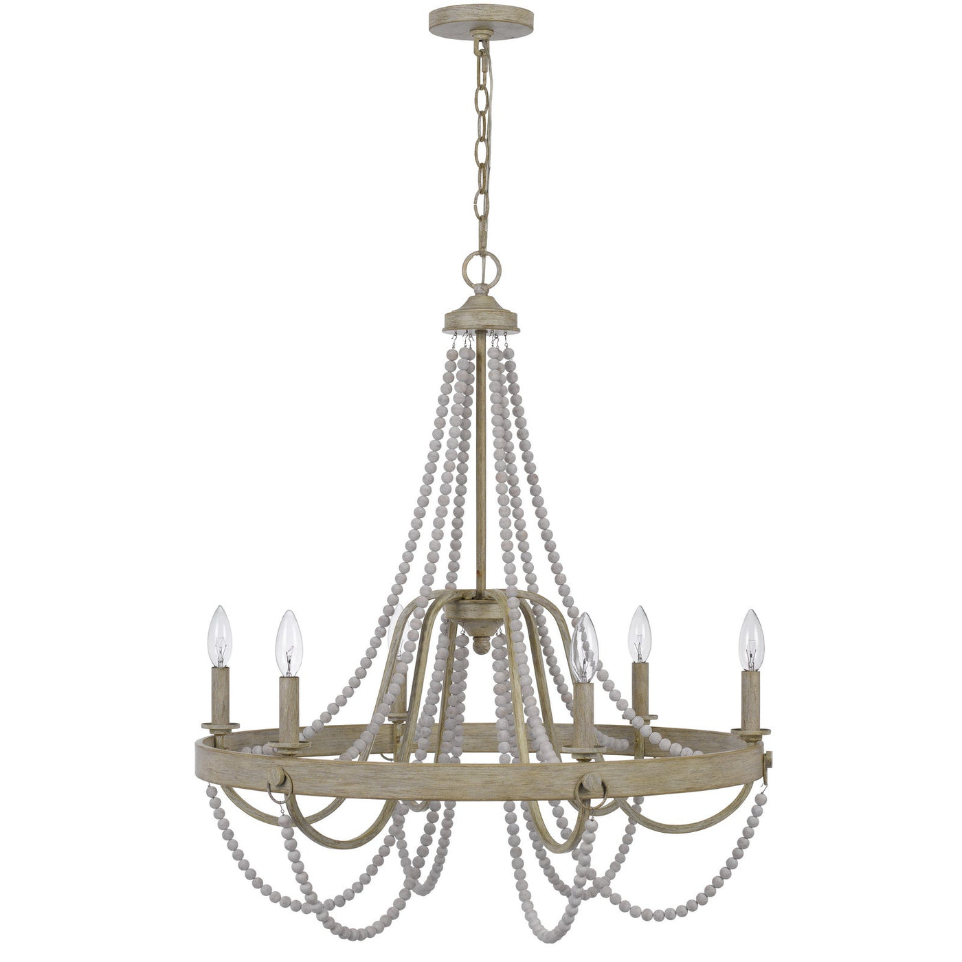 Antique Hardware 60W X 6 MACON BEADED METAL CHANDELIER Chandelier