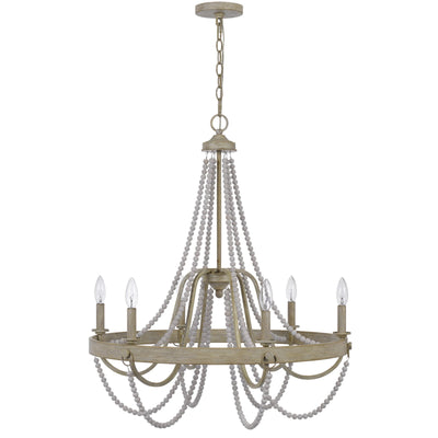 Antique Hardware 60W X 6 MACON BEADED METAL CHANDELIER Chandelier