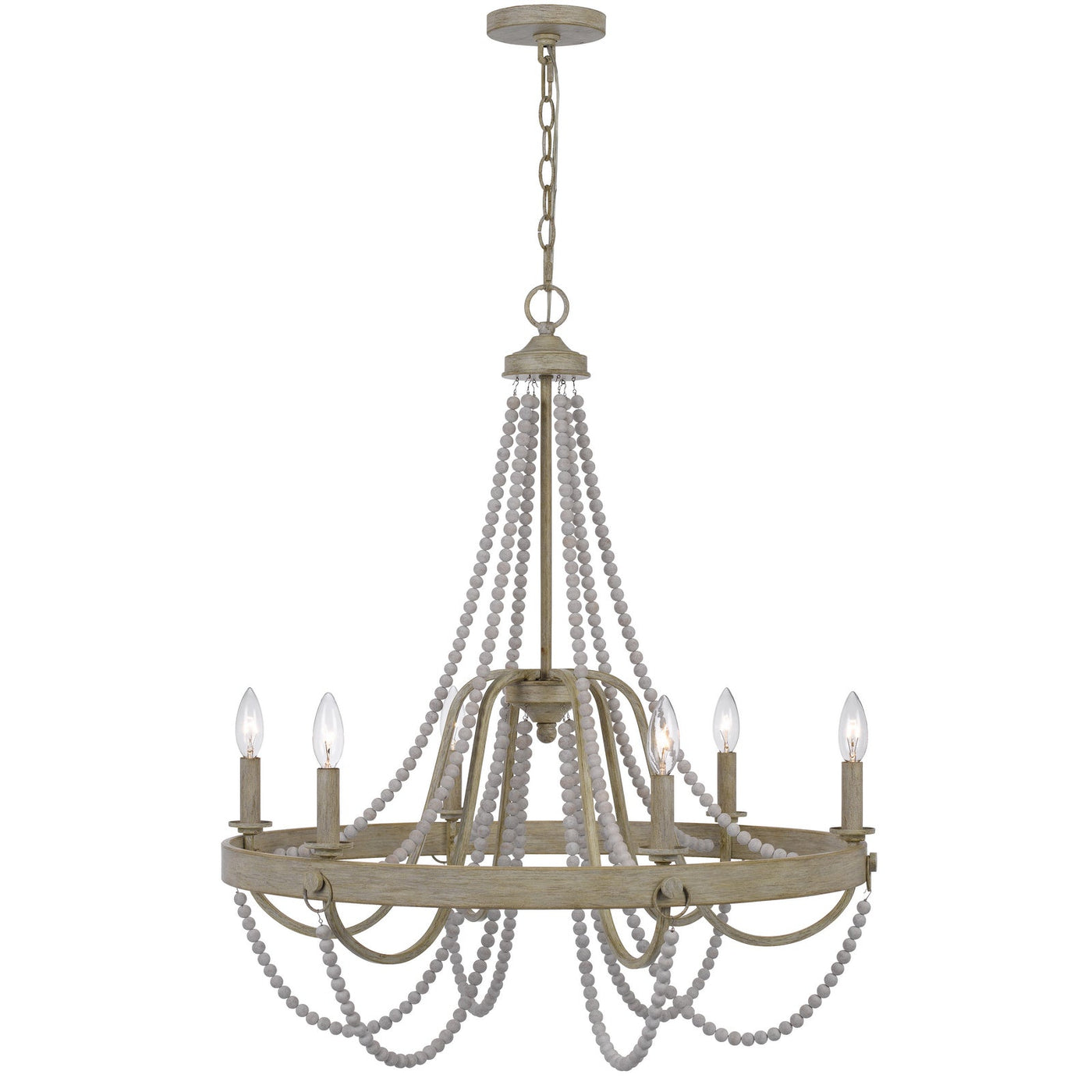 Antique Hardware 60W X 6 MACON BEADED METAL CHANDELIER Chandelier