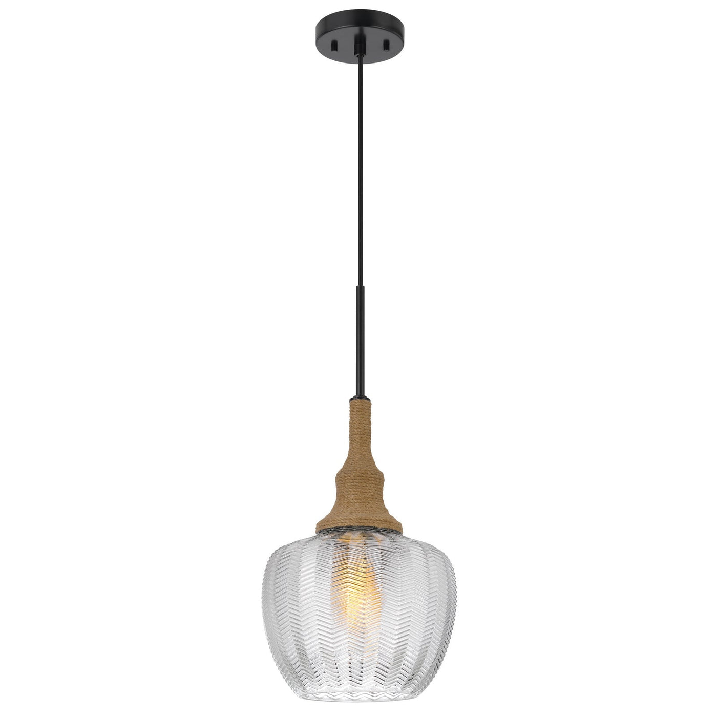 ##Antique Hardware## MONROE 60W GLASS PENDANT LIGHT WITH BURLAP ROPED FONT