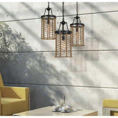 ##Antique Hardware## LILLINGTON 60W METAL PENDANT LIGHT WITH BURLAP ROPED CAGE