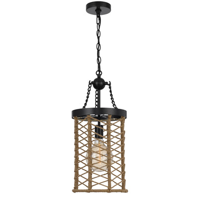 ##Antique Hardware## LILLINGTON 60W METAL PENDANT LIGHT WITH BURLAP ROPED CAGE