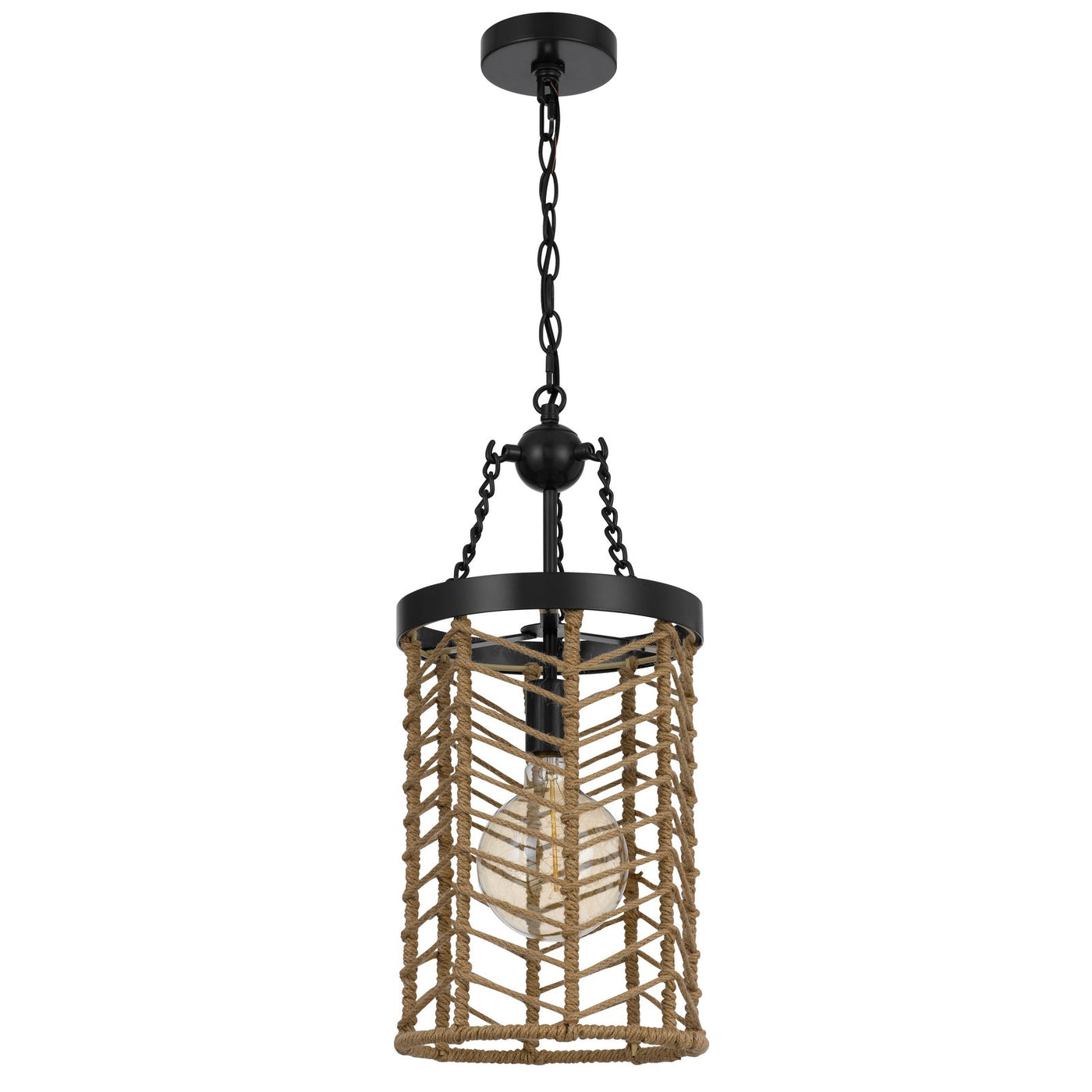 ##Antique Hardware## LILLINGTON 60W METAL PENDANT LIGHT WITH BURLAP ROPED CAGE