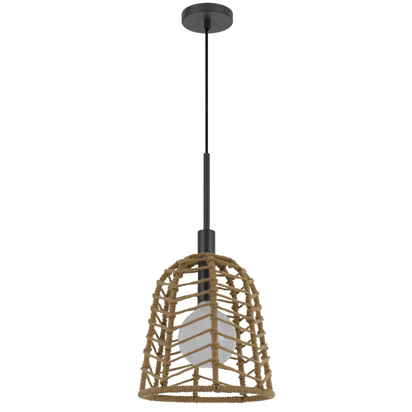 ##Antique Hardware## PARKTON 60W METAL PENDANT WITH BURLAP ROPED SHADE