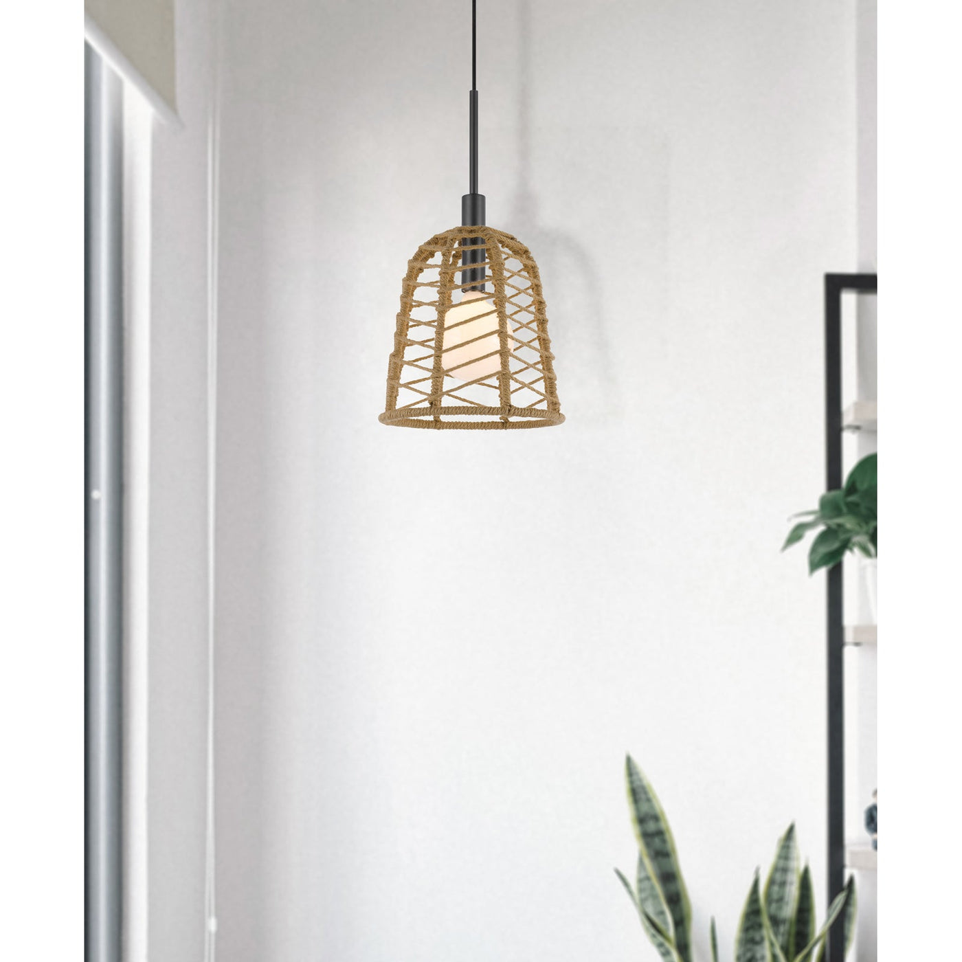 ##Antique Hardware## PARKTON 60W METAL PENDANT WITH BURLAP ROPED SHADE