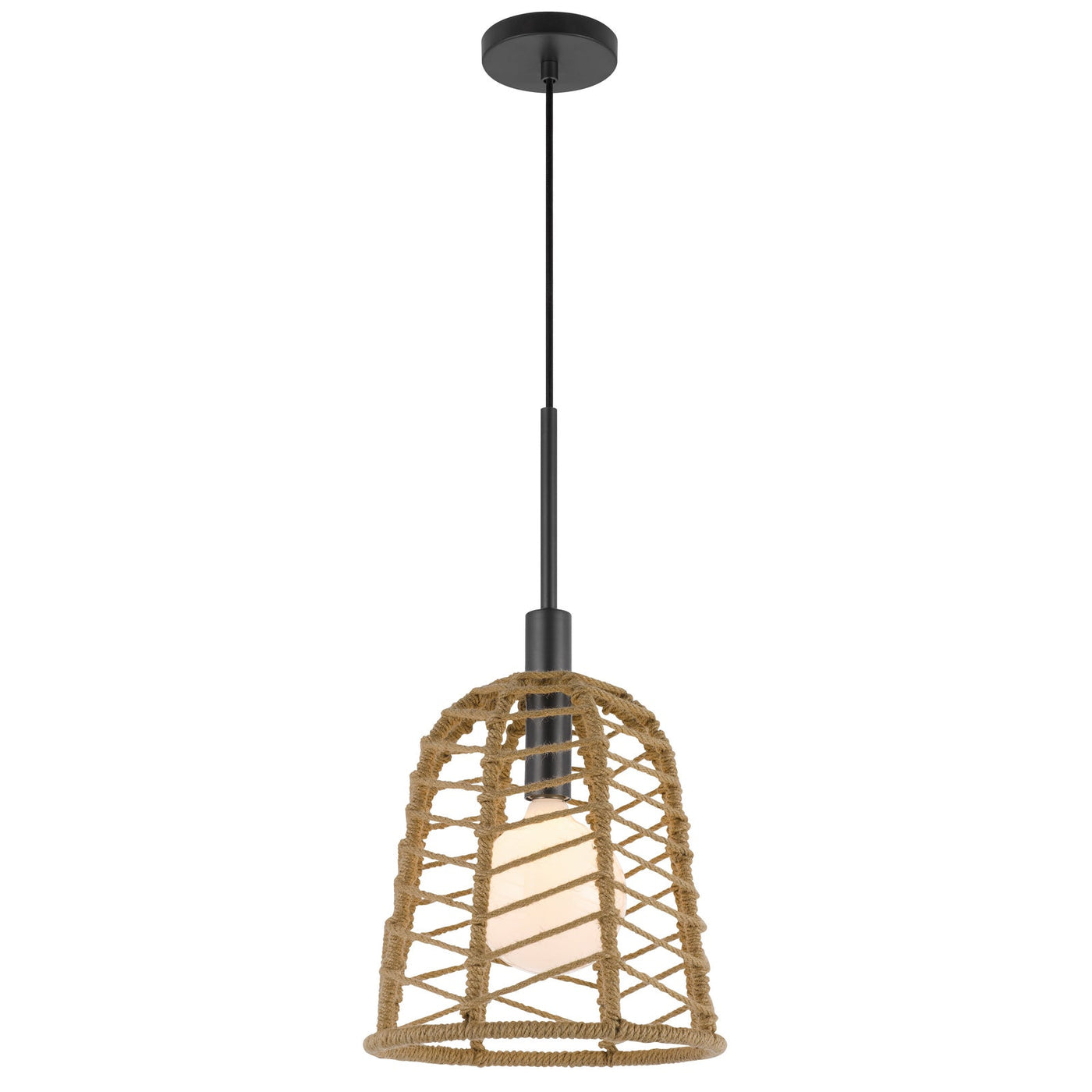 ##Antique Hardware## PARKTON 60W METAL PENDANT WITH BURLAP ROPED SHADE