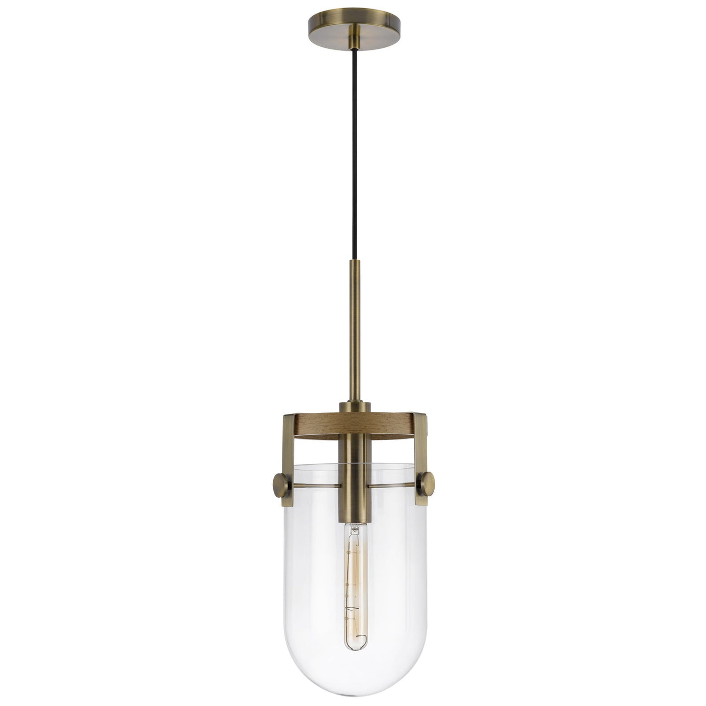 ##Antique Hardware## STOVALL 60W METAL/GLASS/BIRCH WOOD PENDANT LIGHT