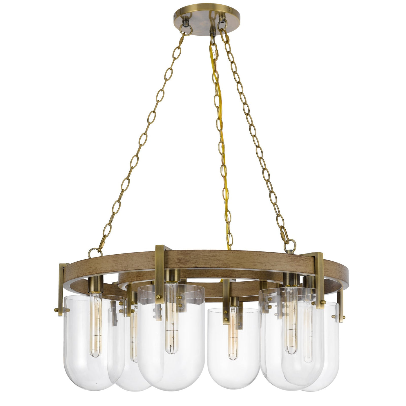 ##Antique Hardware## STOVALL 60W X 6 METAL/GLASS CHANDELIER