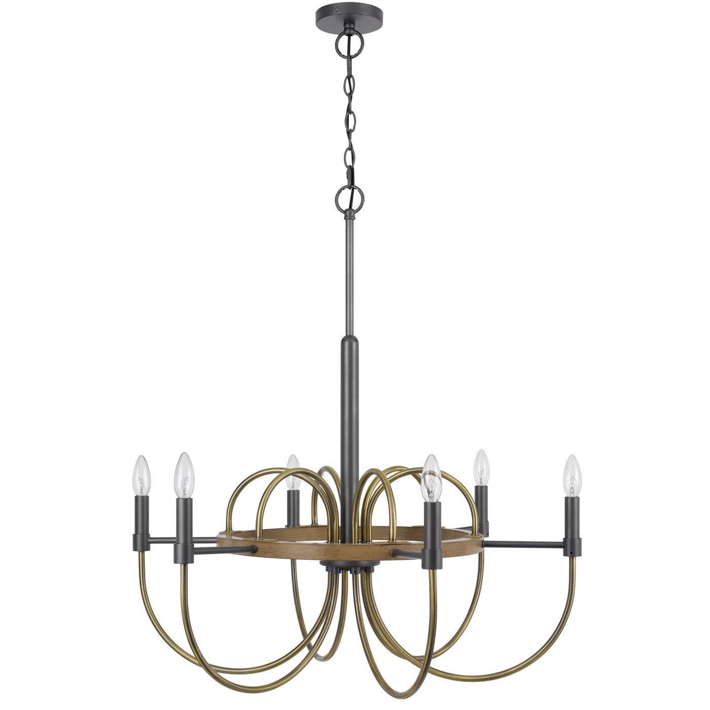 ##Antique Hardware## SEAGROVE 60W X 6 METAL CHANDELIER