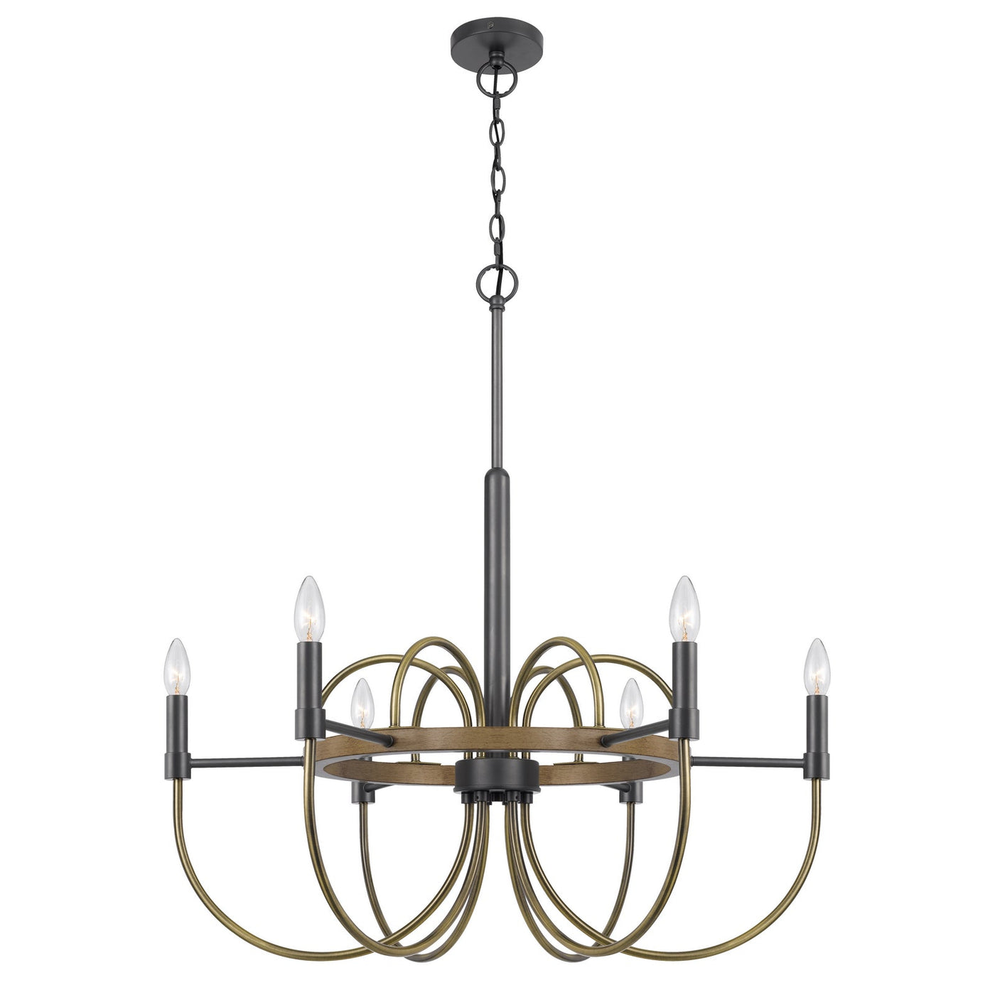 ##Antique Hardware## SEAGROVE 60W X 6 METAL CHANDELIER