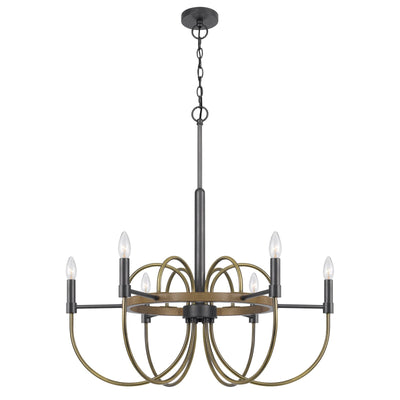 ##Antique Hardware## SEAGROVE 60W X 6 METAL CHANDELIER