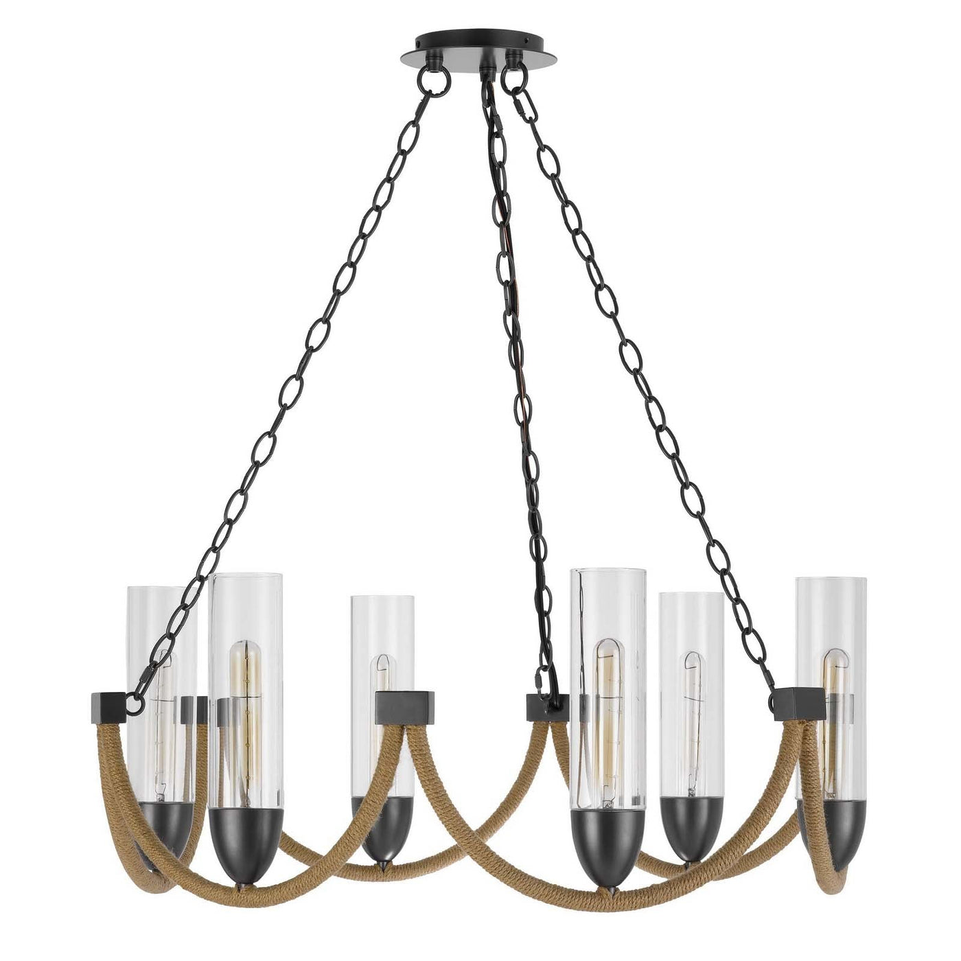 Antique Hardware 60W X 6 ARGYLE METAL CHANDELIER WITH MOSS RODS AND GLASS SHADES Chandelier