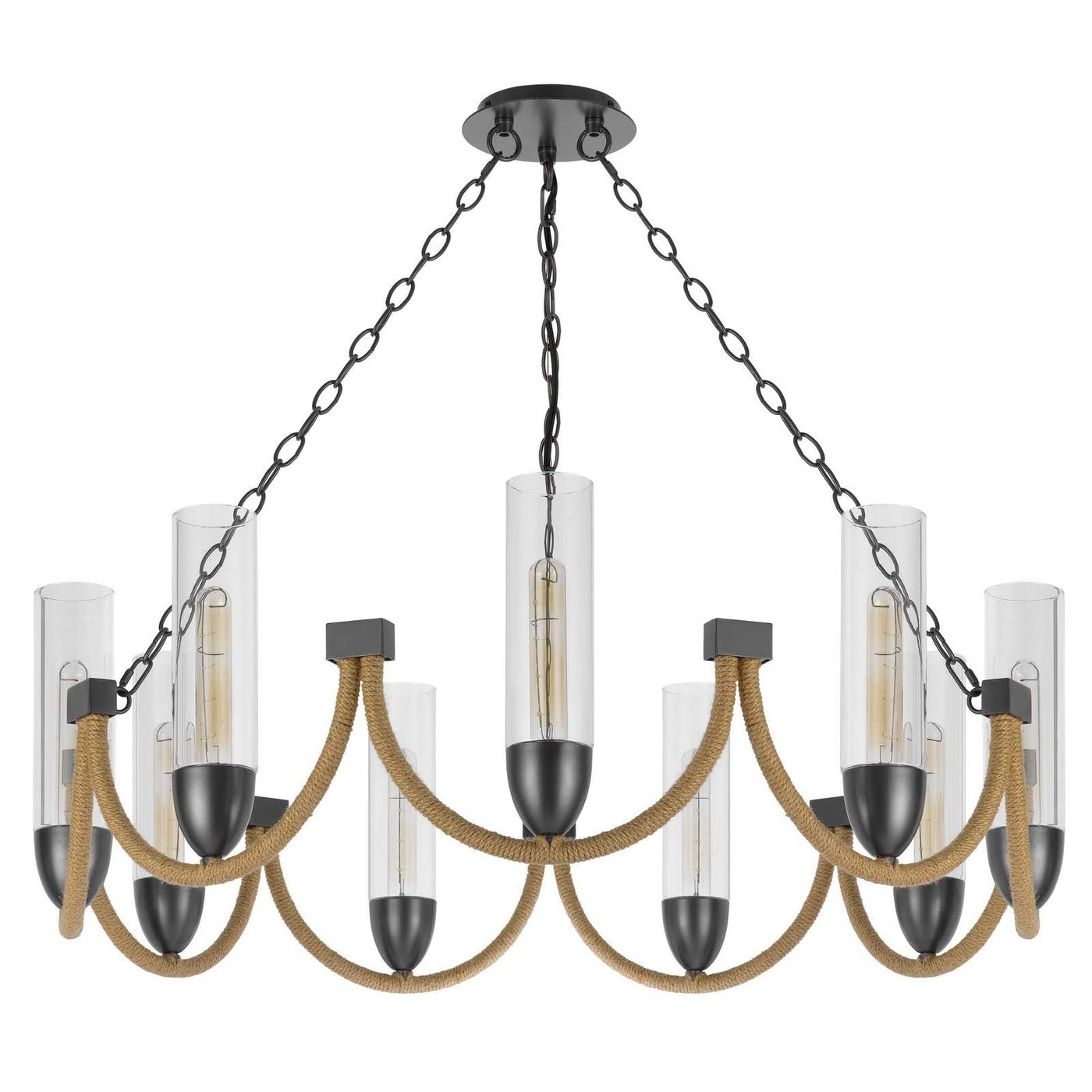 Antique Hardware 60W X 9 ARGYLE METAL CHANDELIER WITH MOSS RODS AND GLASS SHADES Chandelier