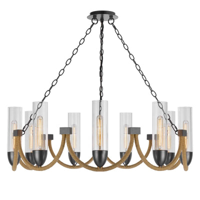 Antique Hardware 60W X 9 ARGYLE METAL CHANDELIER WITH MOSS RODS AND GLASS SHADES Chandelier