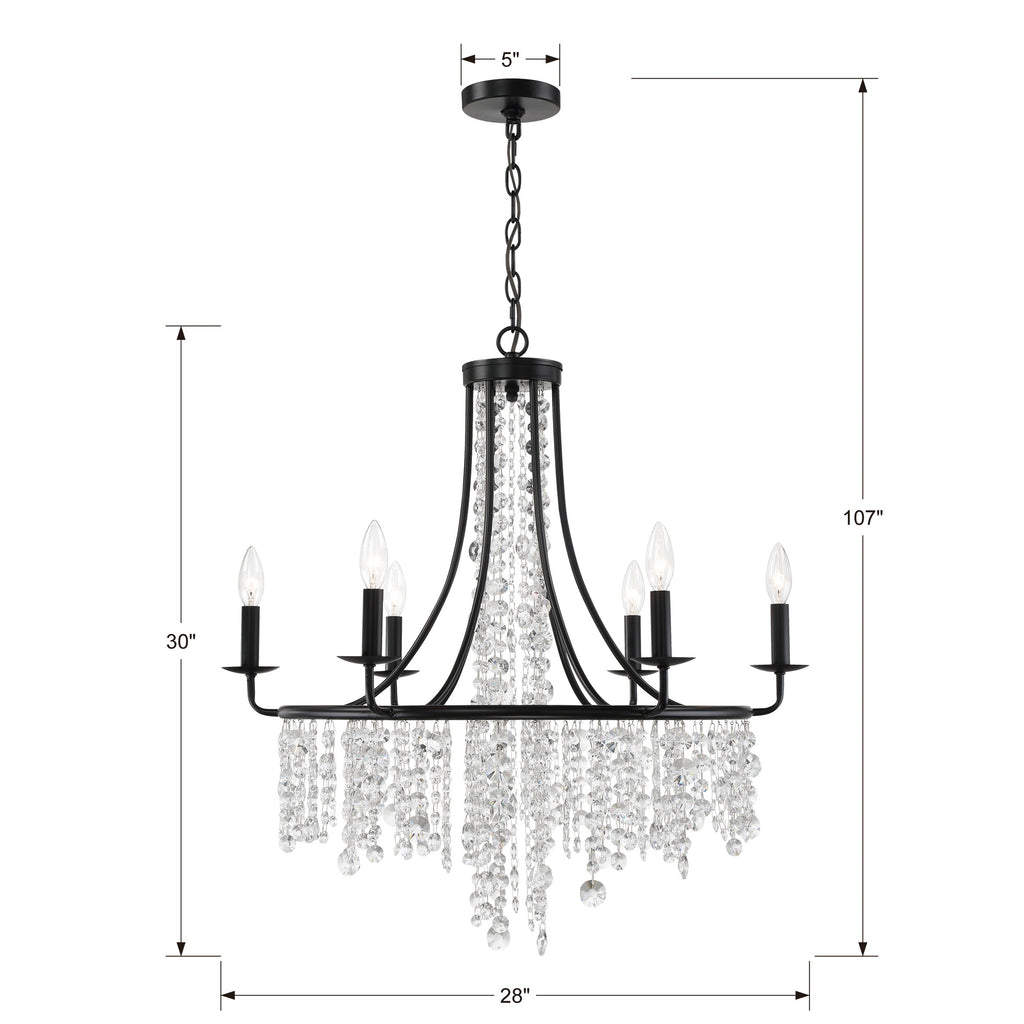 Antique Hardware Gabrielle 6 Light Matte Black Chandelier Chandelier