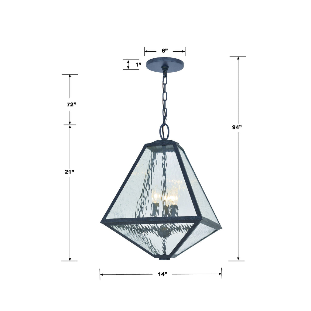 Antique Hardware Brian Patrick Flynn Glacier 3 Light Black Charcoal Outdoor Pendant Exterior