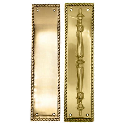 ##Antique Hardware## 11 1/2 Inch Georgian Roped Style Door Pull and Push Plate (Several Finishes Available)