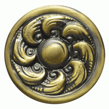 Antique Hardware 1 7/8 Inch Solid Brass Round Ocean Waves Cabinet & Furniture Knob CABINET KNOB