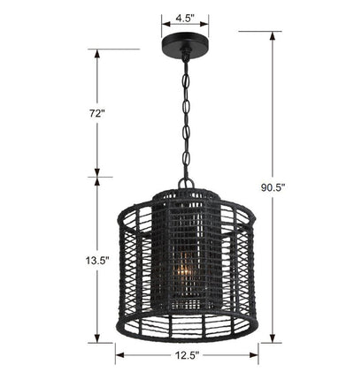 ##Antique Hardware## Jayna 1 Light Matte Black Mini Pendant