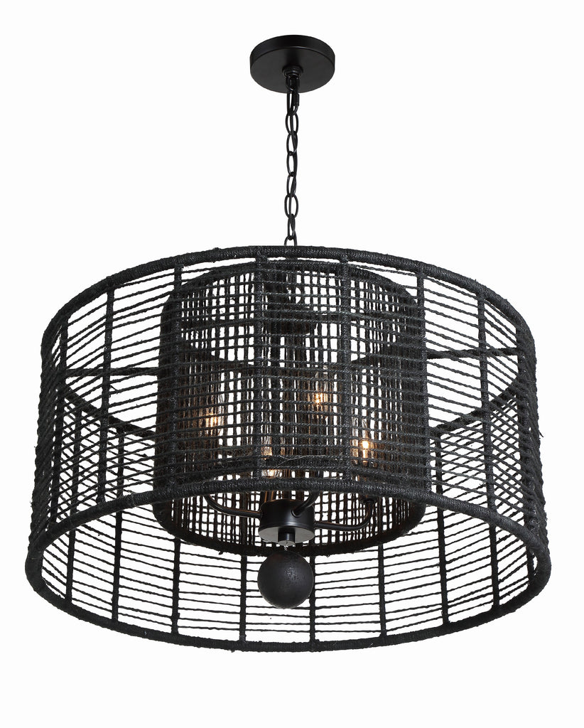 ##Antique Hardware## Jayna 4 Light Matte Black Chandelier