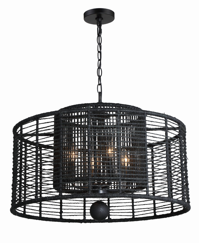 ##Antique Hardware## Jayna 4 Light Matte Black Chandelier