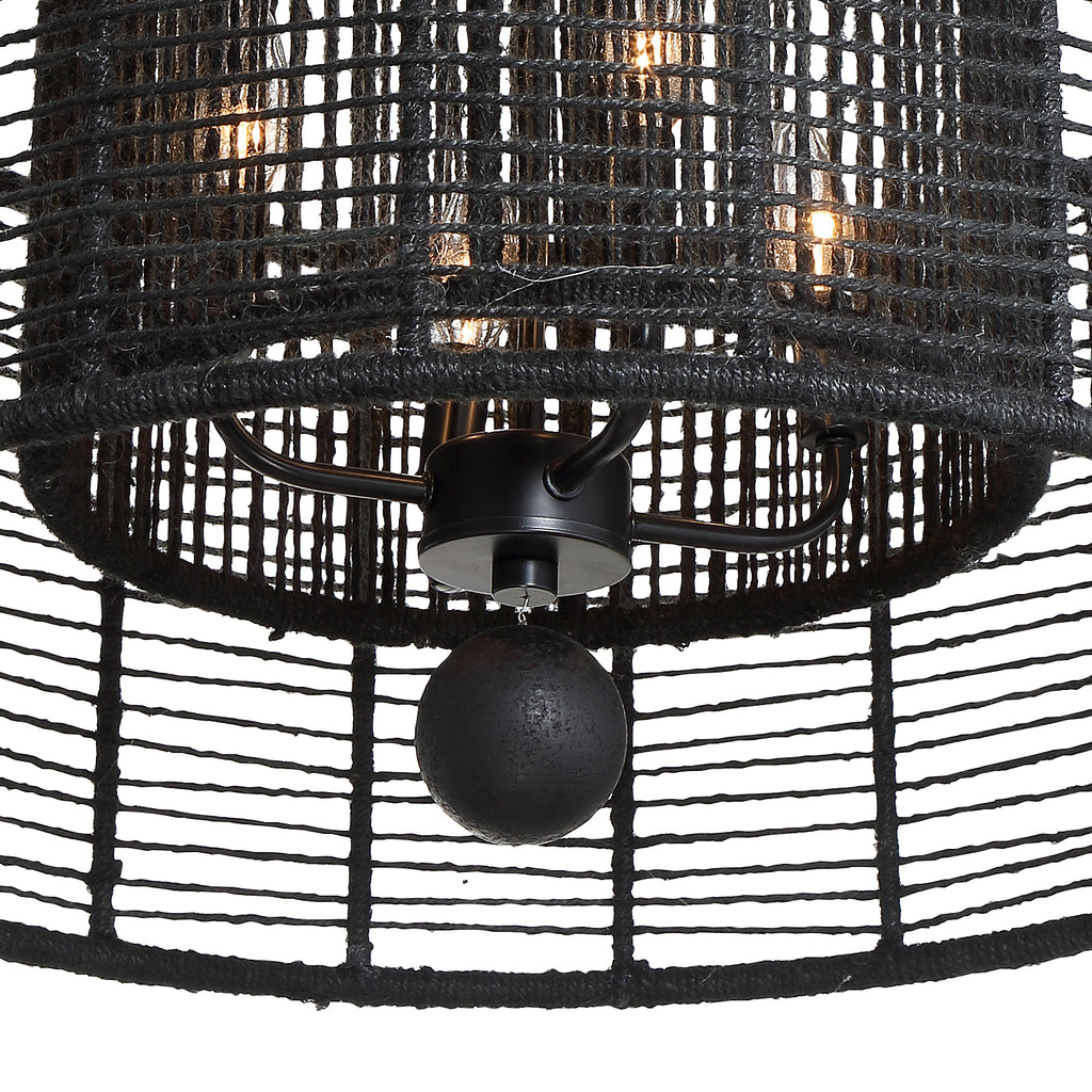 ##Antique Hardware## Jayna 4 Light Matte Black Chandelier