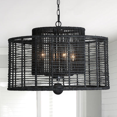 ##Antique Hardware## Jayna 4 Light Matte Black Chandelier