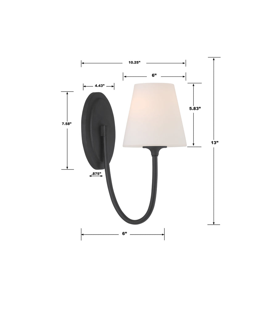 ##Antique Hardware## Juno 1 Light Black Forged Sconce