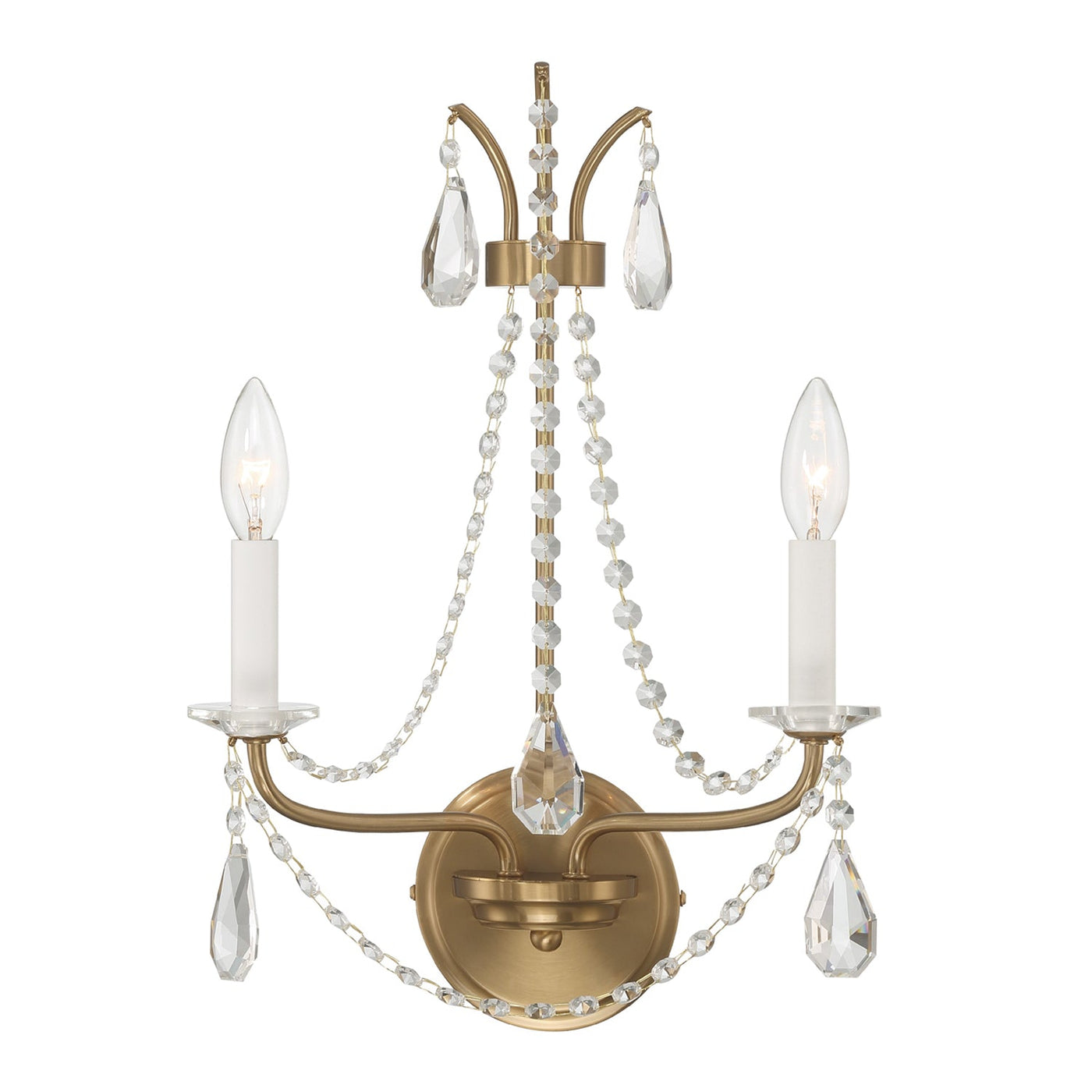 ##Antique Hardware## Karrington 2 Light Aged Brass Sconce