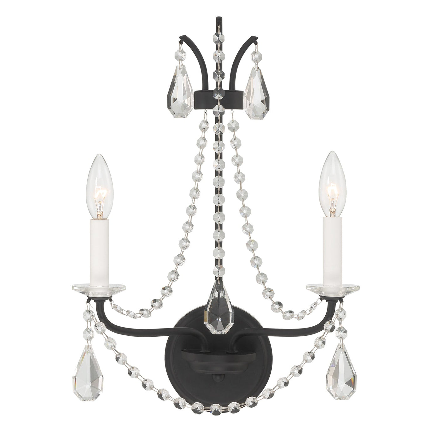 ##Antique Hardware## Karrington 2 Light Matte Black Sconce