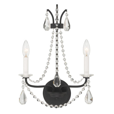 ##Antique Hardware## Karrington 2 Light Matte Black Sconce