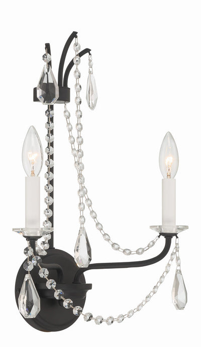 ##Antique Hardware## Karrington 2 Light Matte Black Sconce