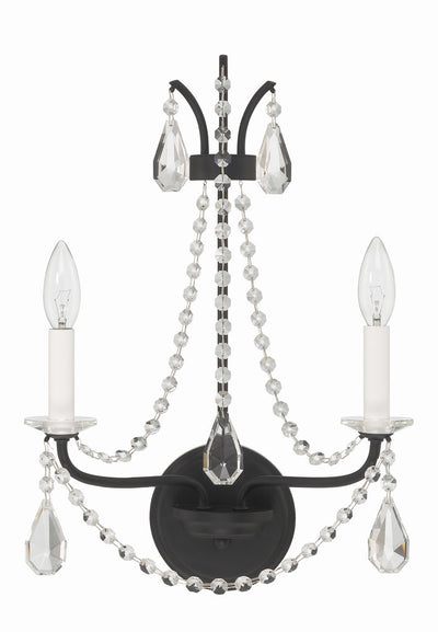 ##Antique Hardware## Karrington 2 Light Matte Black Sconce